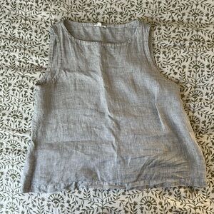 Eileen Fisher • White Windowpane 100% Organic Linen Top Size S